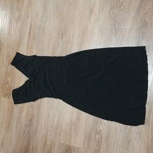 (S) Vamp Classic Black Dress Assymetrical Midi Goth Gothic Minimalist Rock